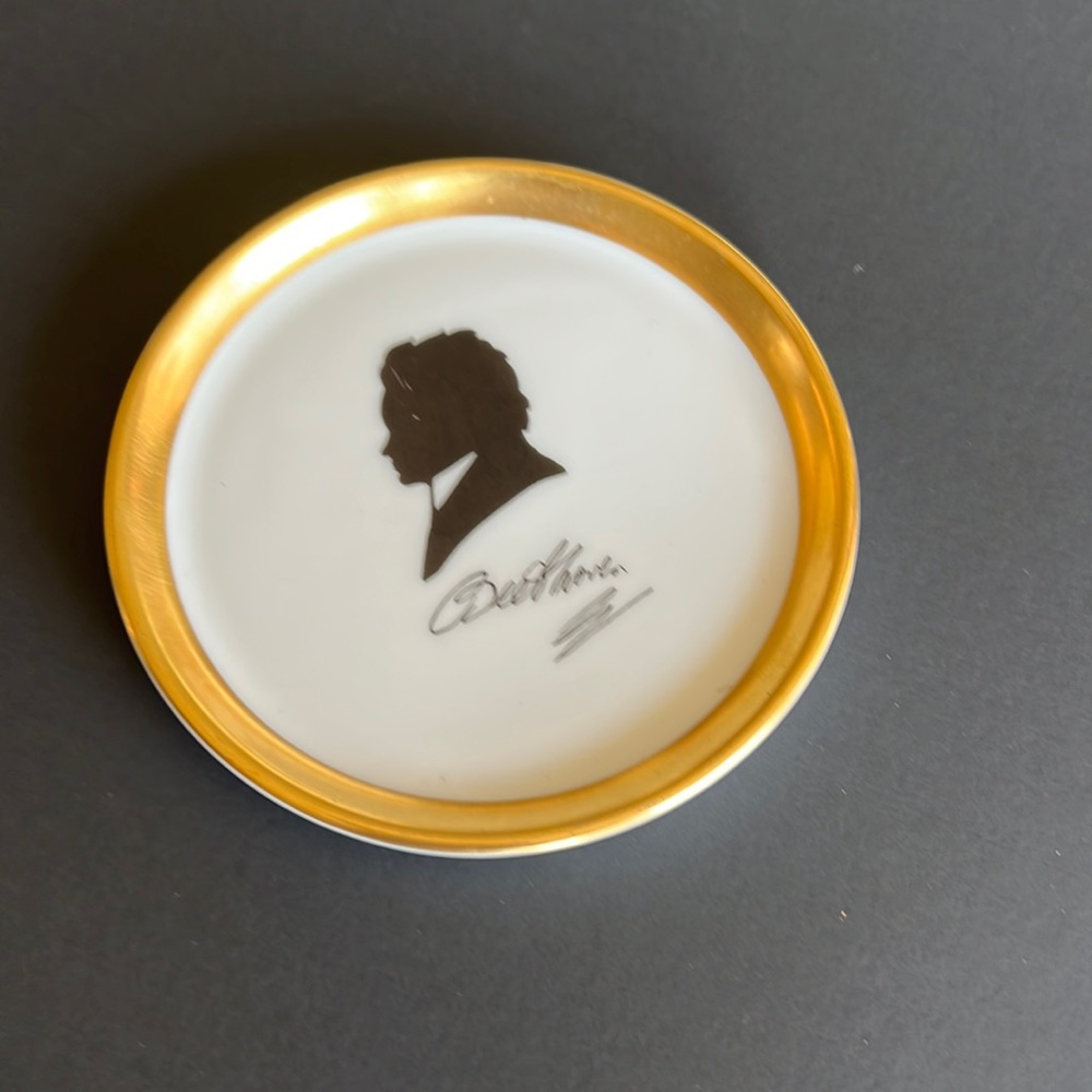 Mini vintage porcelain plate with Beethoven’s portrait